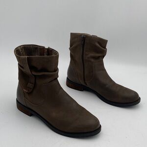 Abeo Dark Brown Leather Booties women 7N casual office comfort retro Y2K fall